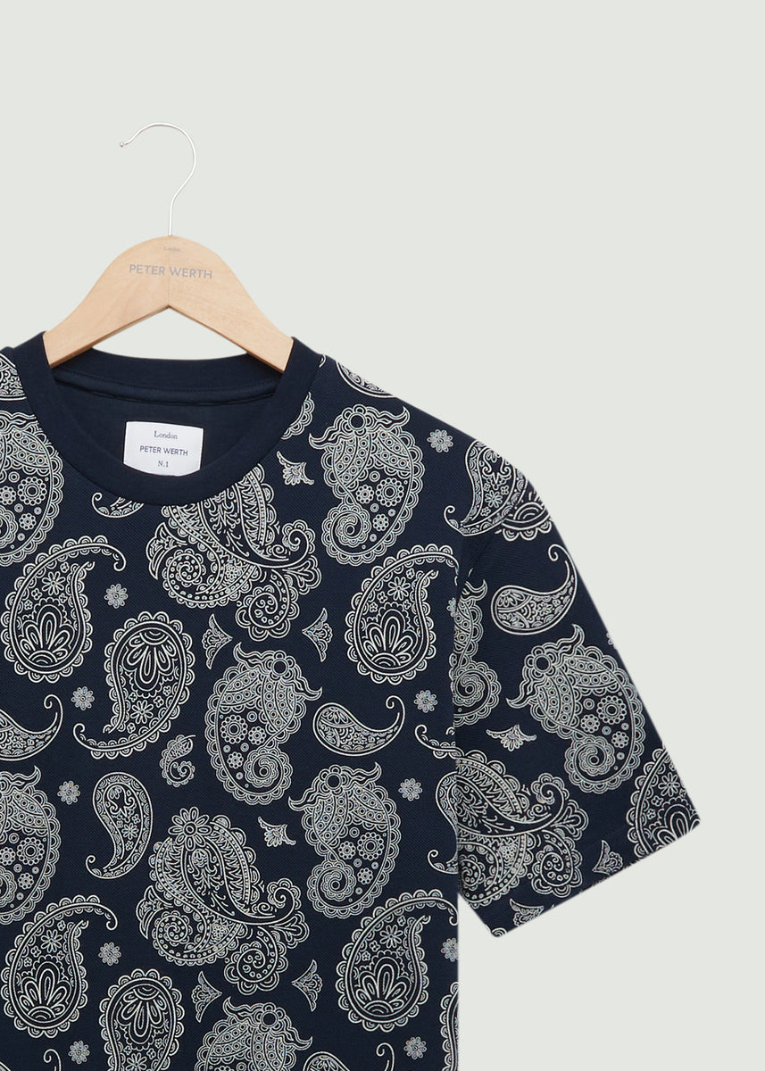 T-shirt Homme Peter Werth Bleu Rayé – Coton – Taille S – État Très Bon
