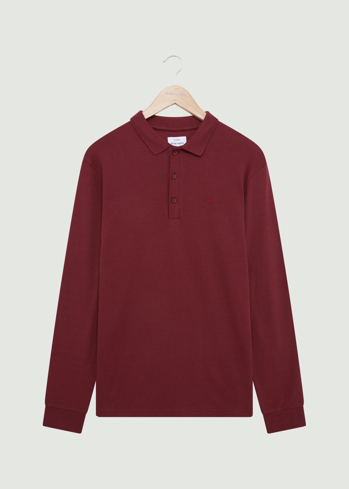 Mens burgundy long sales sleeve polo shirt