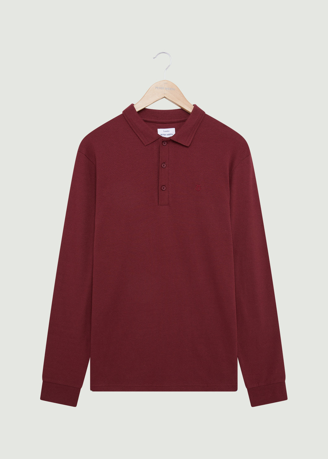 Barone Long Sleeved Polo - Burgundy