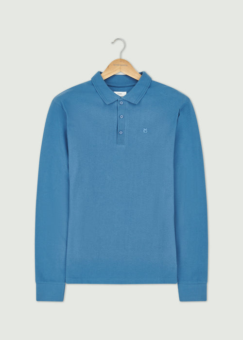 Barone Long Sleeve Polo - Blue