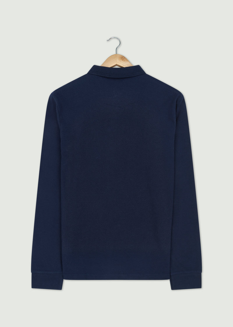 Barone Long Sleeve Polo - Dark Navy