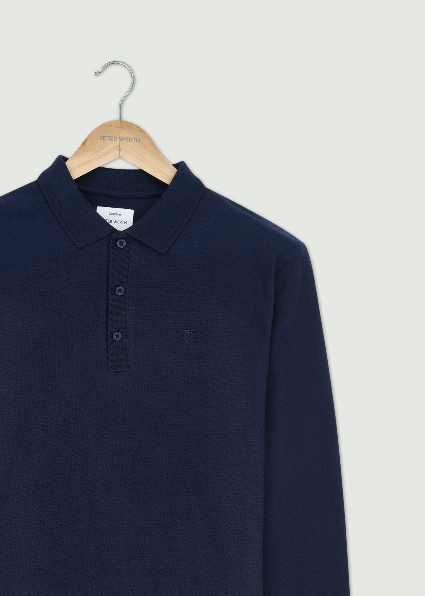 Barone Long Sleeve Polo Dark Navy Peter Werth