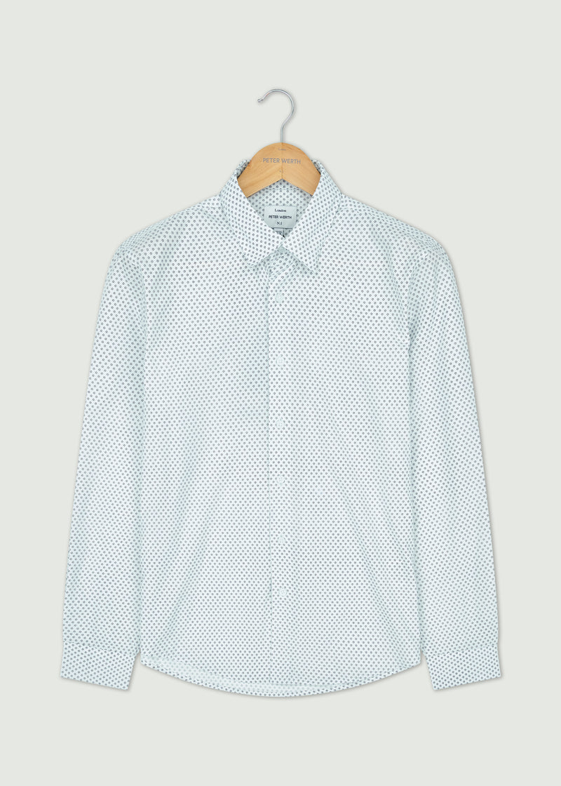 Hanley Long Sleeve Shirt - White/Navy