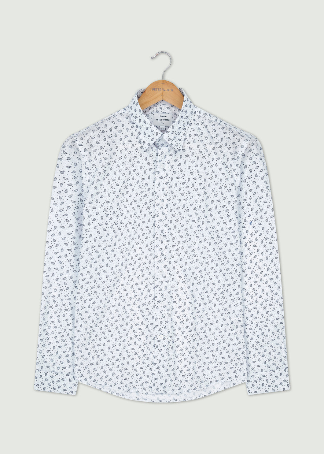 Issac Long Sleeved Shirt - White/Navy