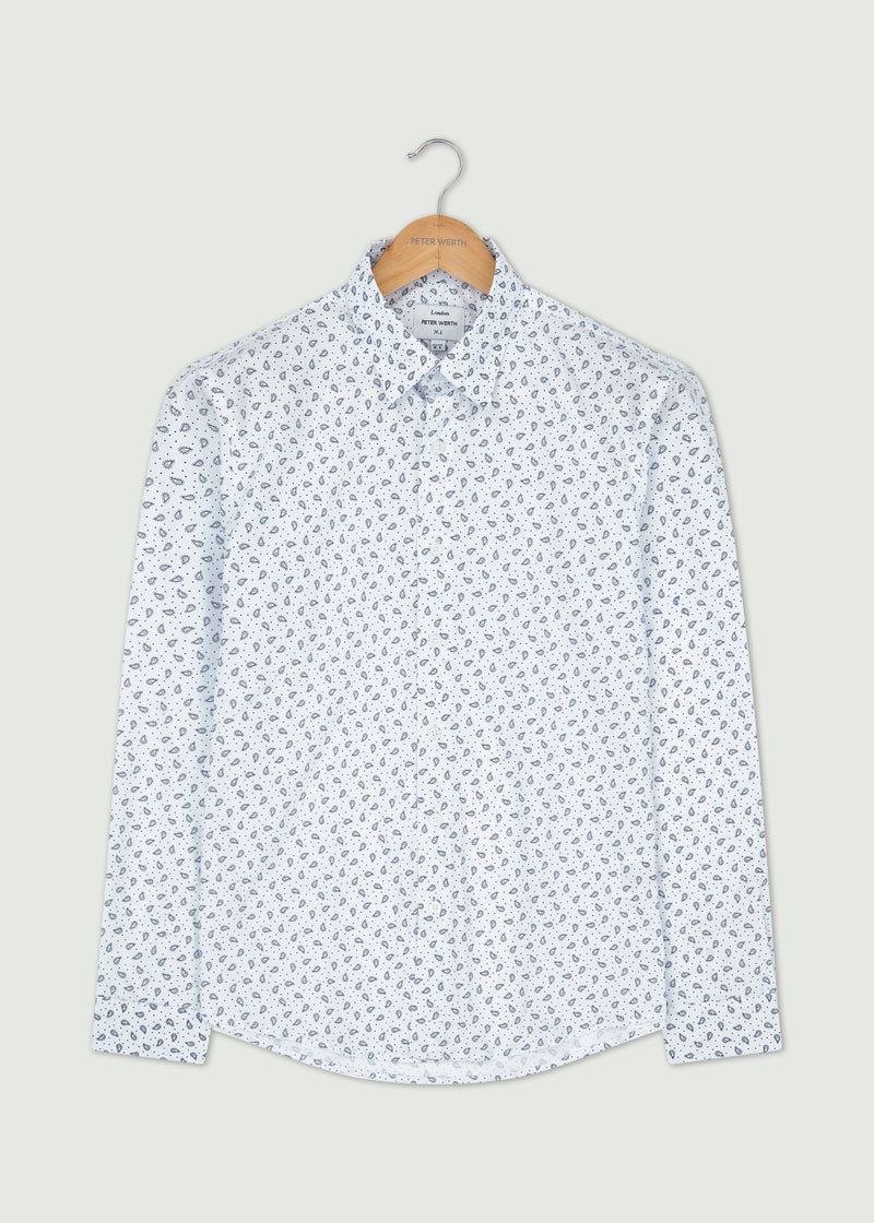 Issac Long Sleeved Shirt - White/Navy