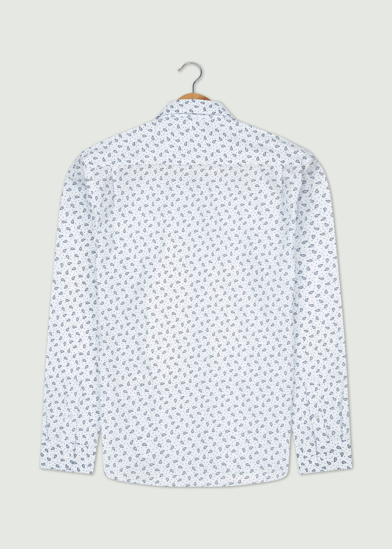 Issac Long Sleeved Shirt - White/Navy