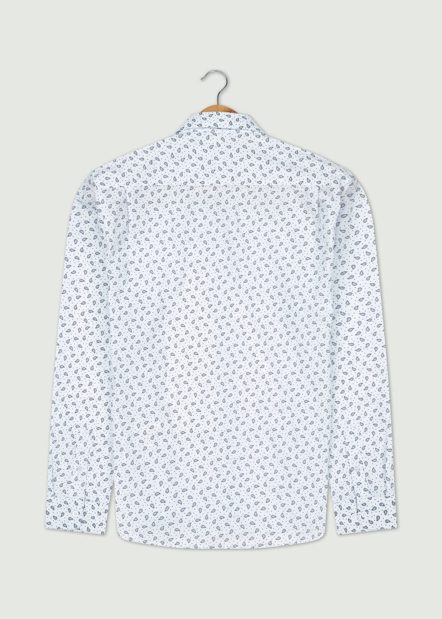 Issac Long Sleeve Shirt - White/Navy