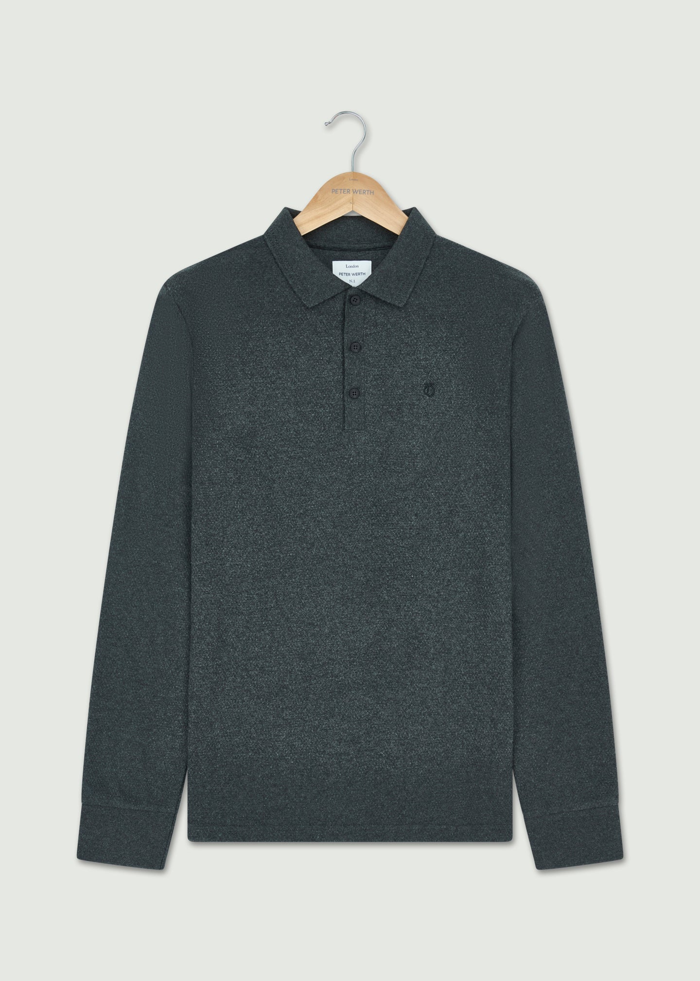 Barone Long Sleeve Polo Charcoal Marl Peter Werth