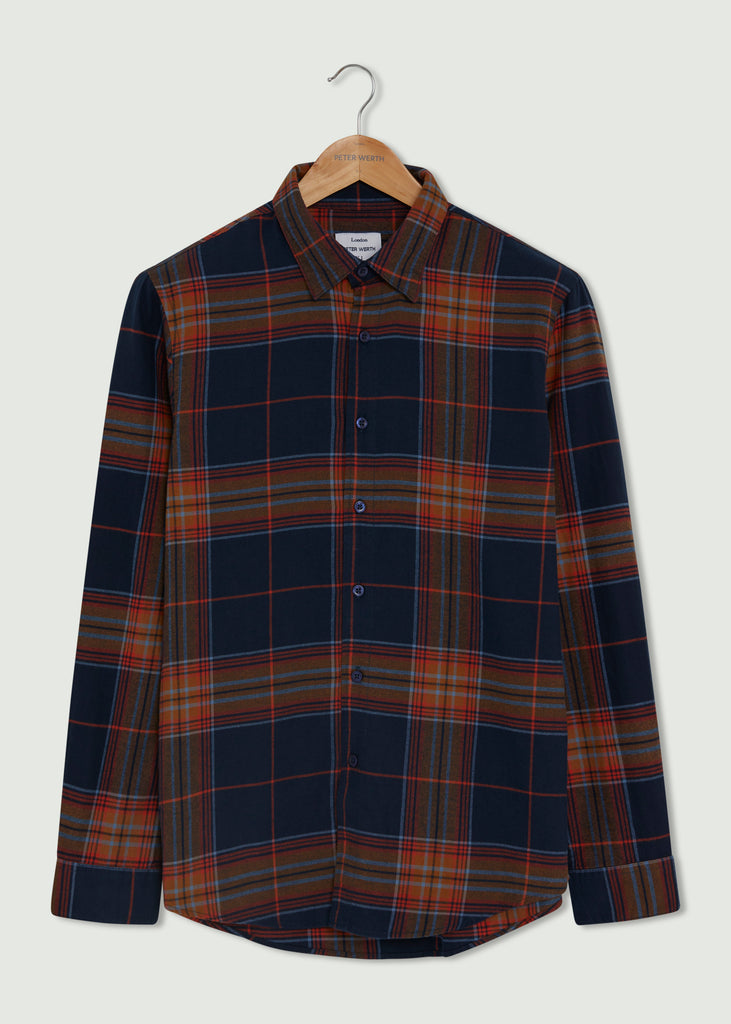 Flaxley Long Sleeve Shirt - Navy/Orange