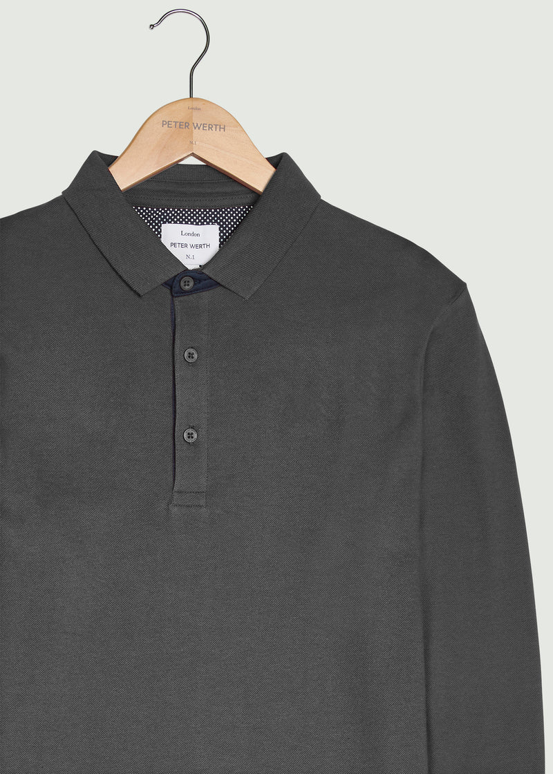 Glasby LS Polo Shirt - Dark Grey Marl