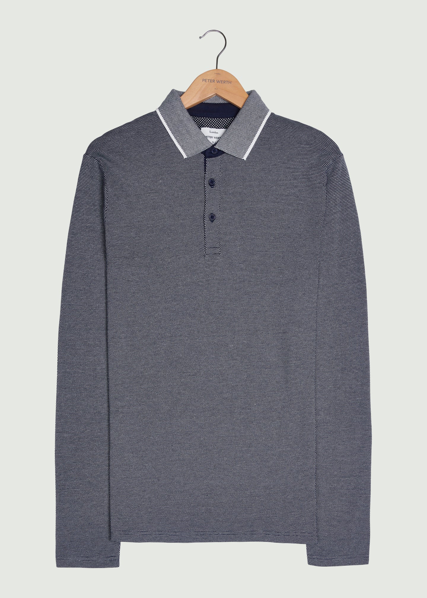Needham LS Polo Shirt - Navy/White