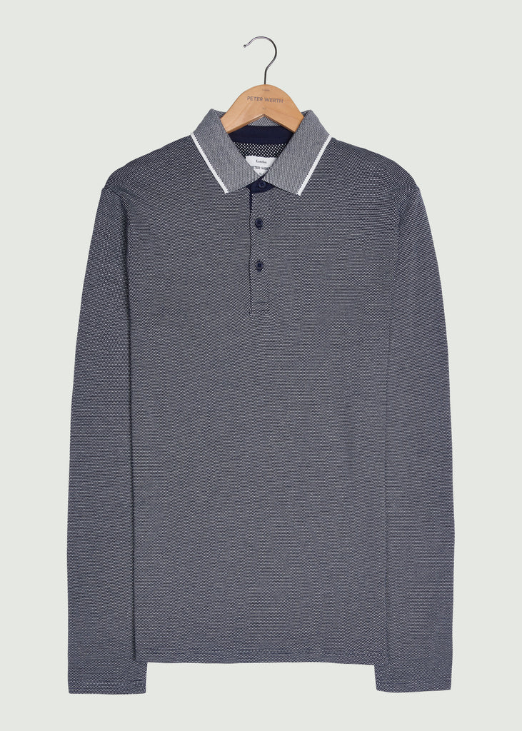 Needham LS Polo Shirt - Navy/White