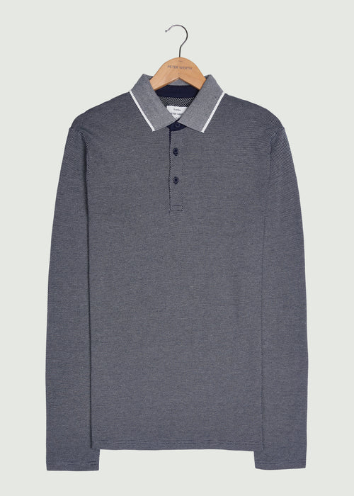 Needham LS Polo Shirt - Navy/White