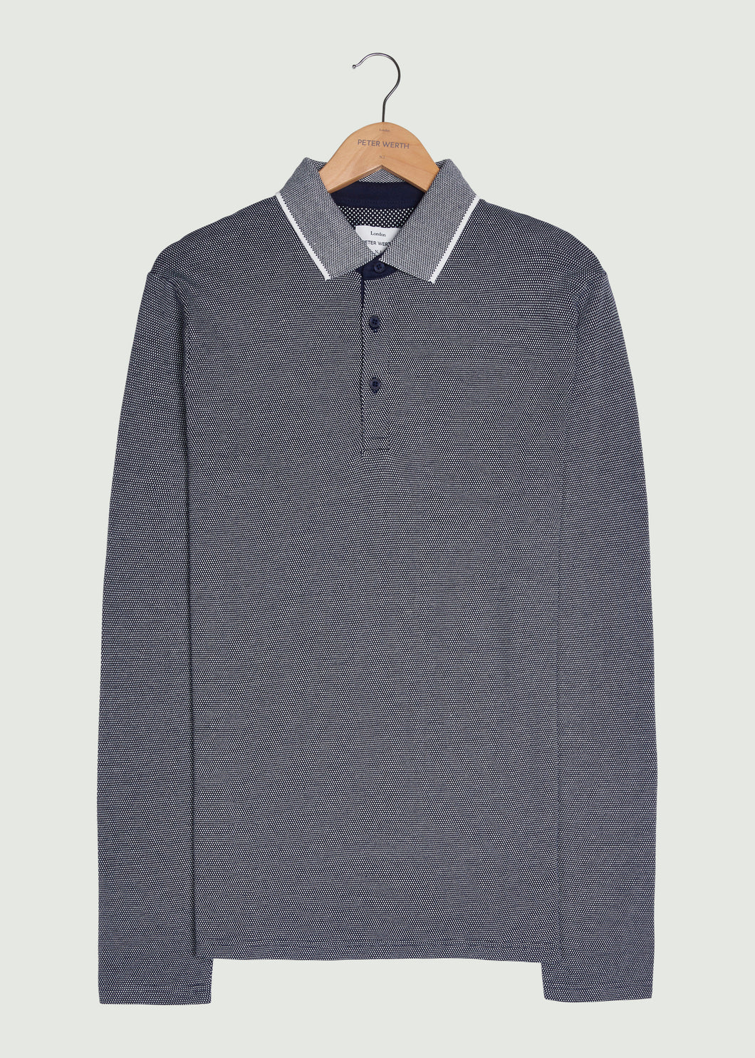 Needham LS Polo Shirt - Navy/White