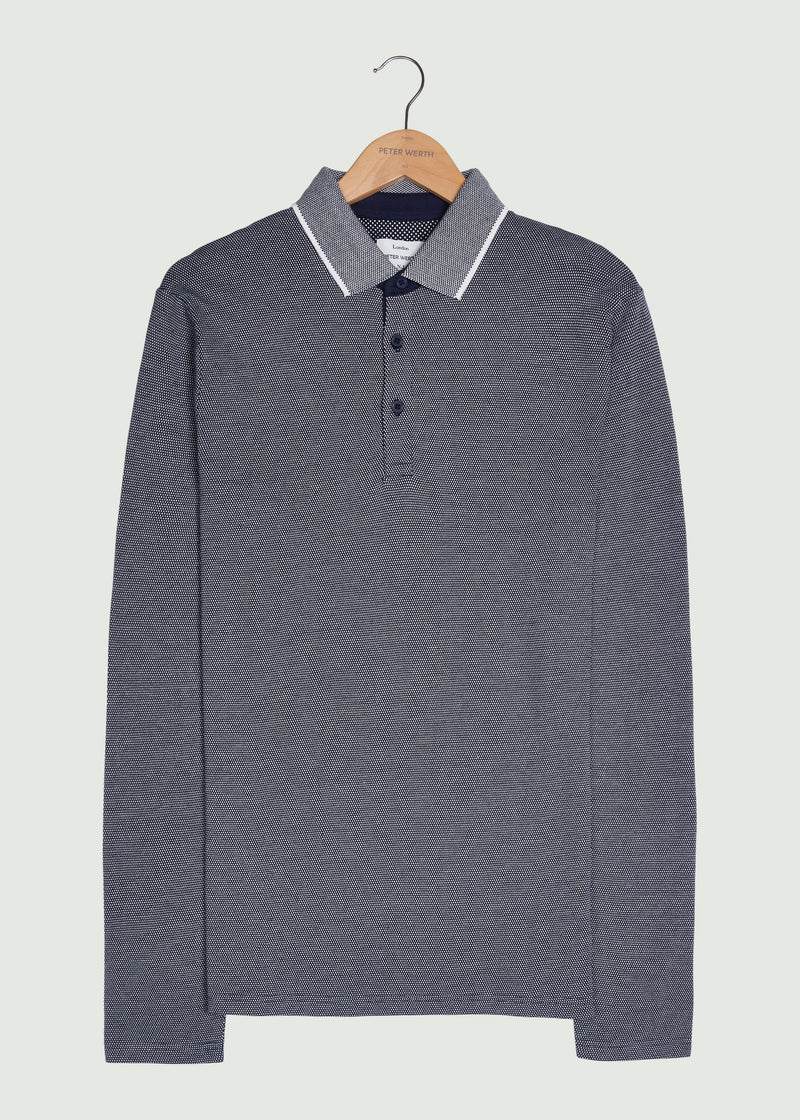Needham LS Polo Shirt - Navy/White