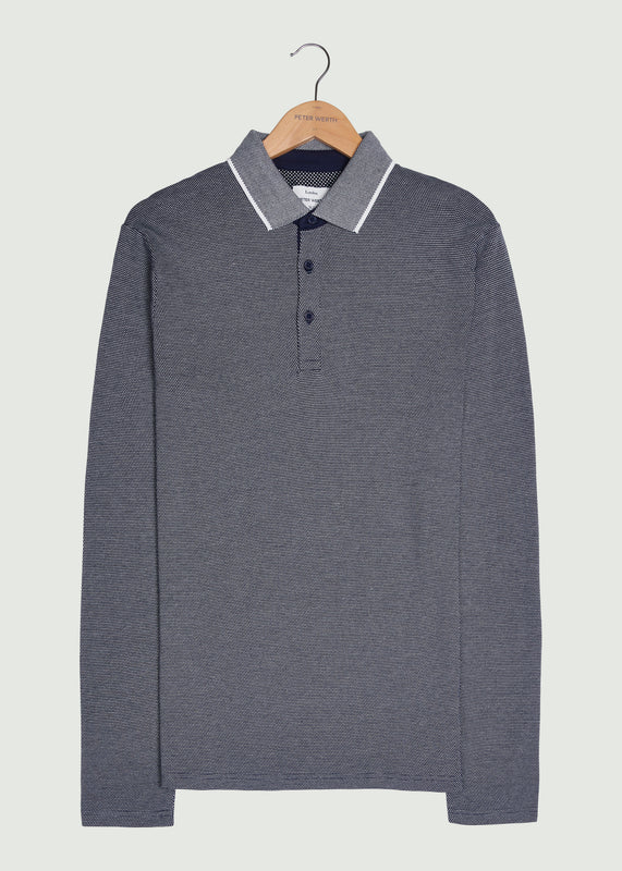 Needham LS Polo Shirt - Navy/White