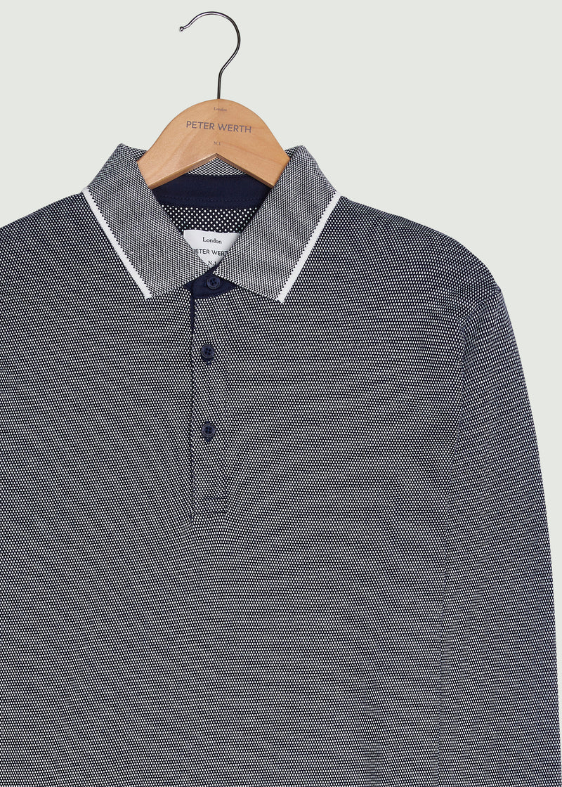 Needham LS Polo Shirt - Navy/White