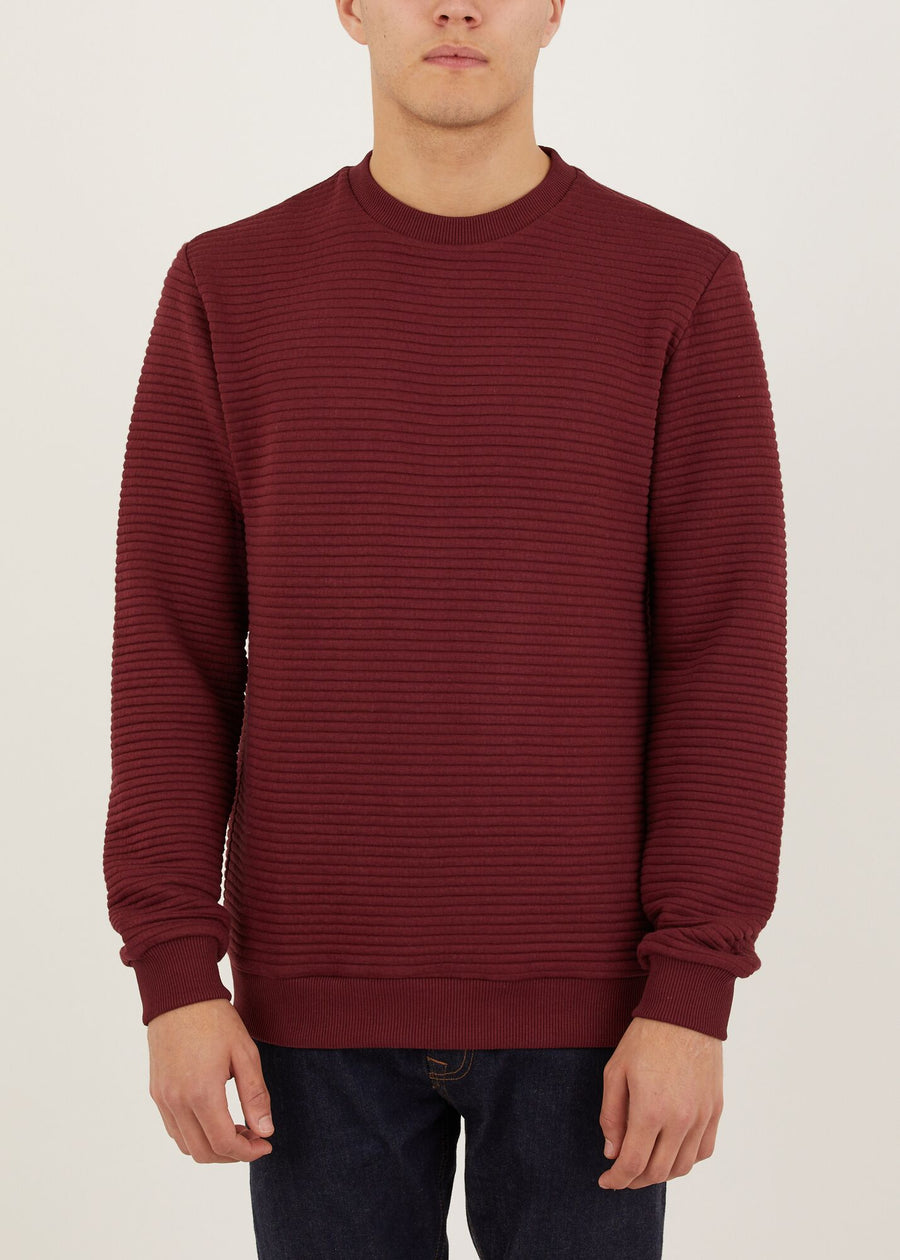 Buy Burgundy Textured Crew Neck Jumper M, Jumpers and cardigans