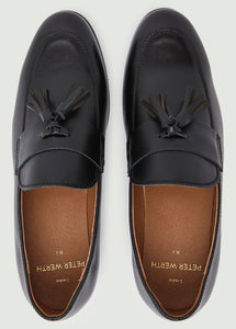 Moorhouse Tassle Leather Loafers - Black
